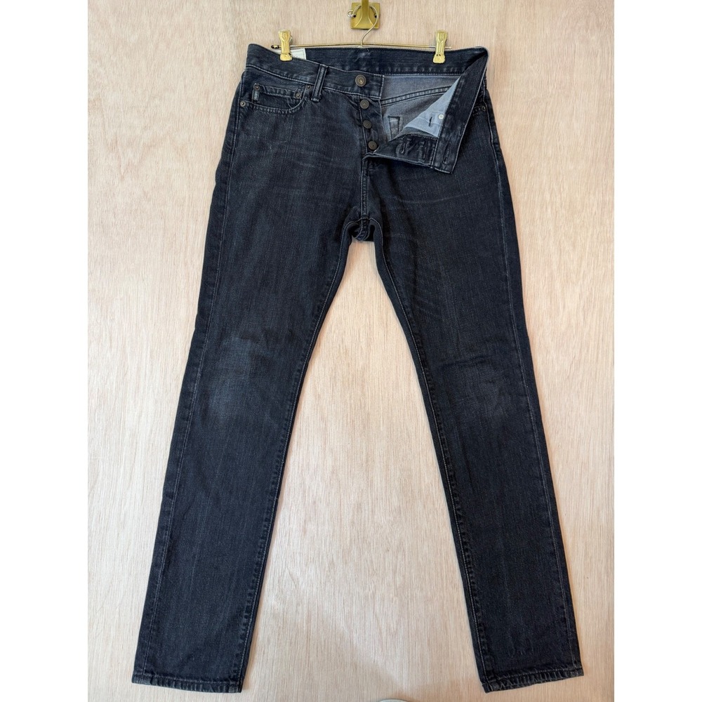 Abercrombie & Fitch Womens Black Stretchy Straight Leg Jeans 31x32 Button Fly